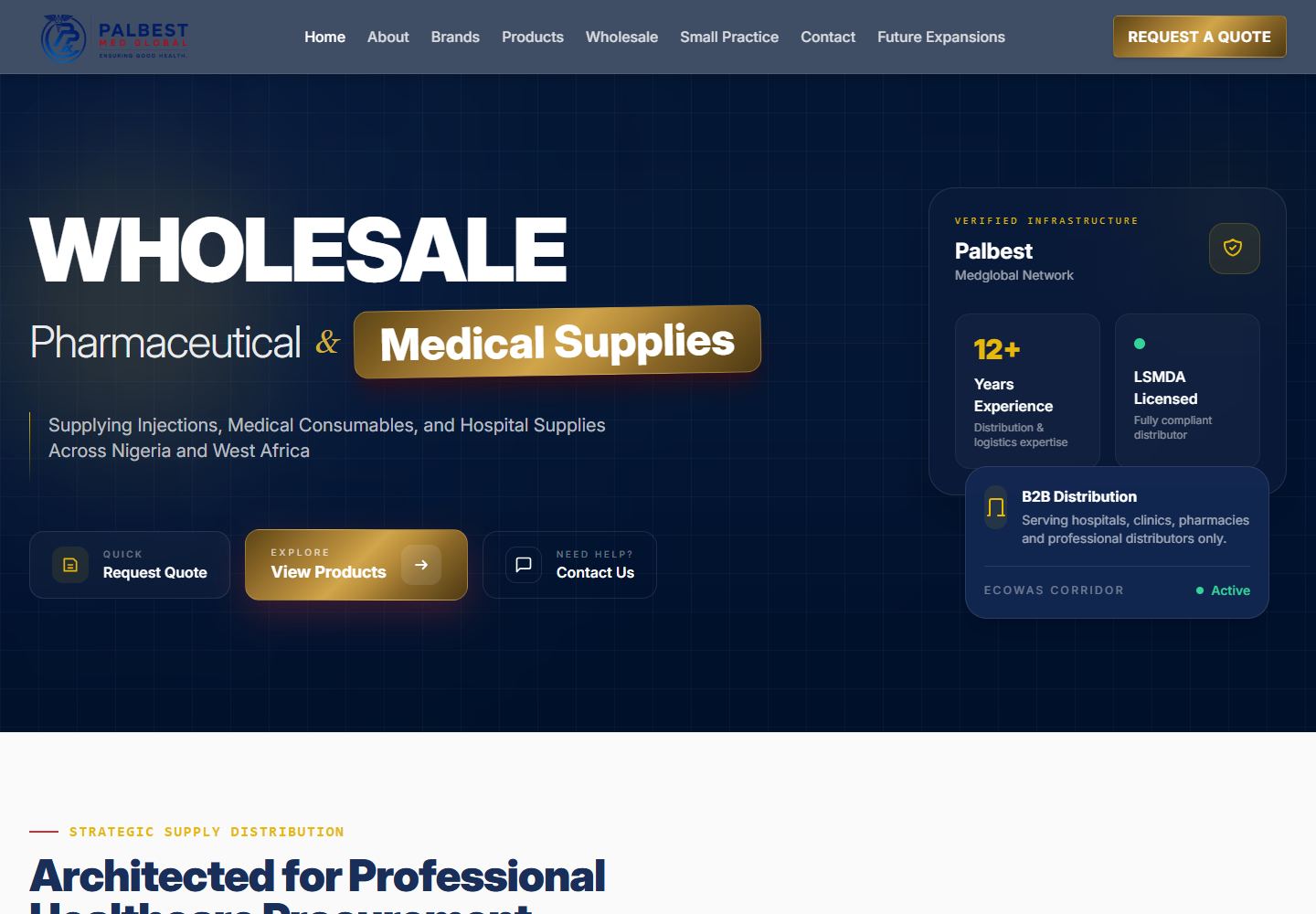 Palbest Medglobal pharmaceutical and medical supplies homepage