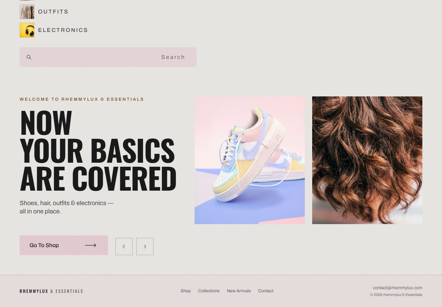 Rhemmylux and Essentials online shop showcasing fashion and everyday products